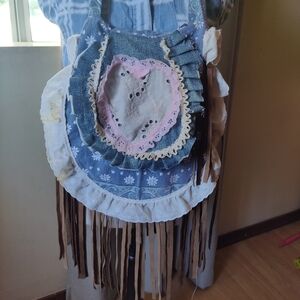 Upcycled shoulder bag.